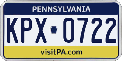 PA license plate KPX0722