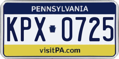 PA license plate KPX0725