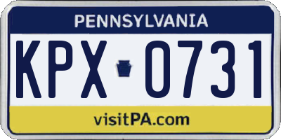 PA license plate KPX0731