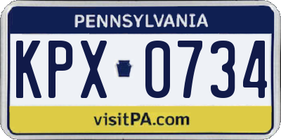 PA license plate KPX0734