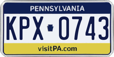 PA license plate KPX0743