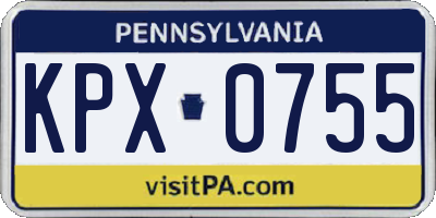 PA license plate KPX0755
