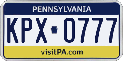 PA license plate KPX0777