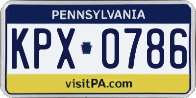 PA license plate KPX0786