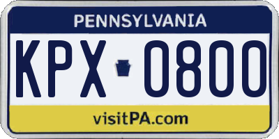 PA license plate KPX0800