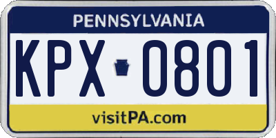 PA license plate KPX0801