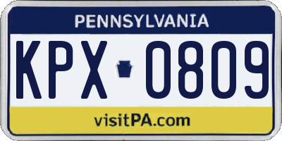 PA license plate KPX0809