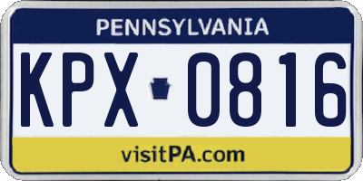 PA license plate KPX0816