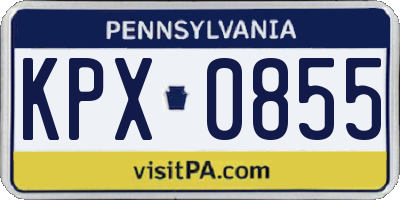 PA license plate KPX0855