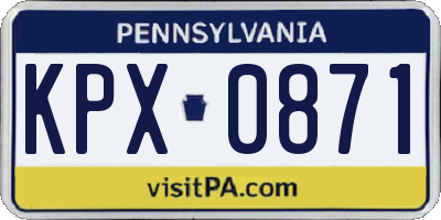 PA license plate KPX0871