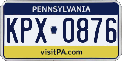 PA license plate KPX0876
