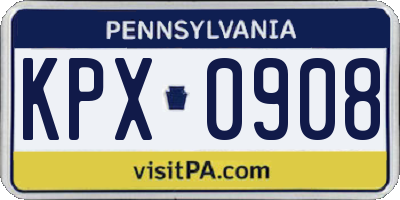 PA license plate KPX0908