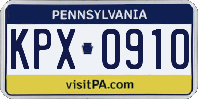 PA license plate KPX0910
