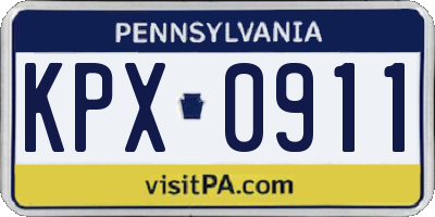 PA license plate KPX0911