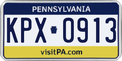 PA license plate KPX0913