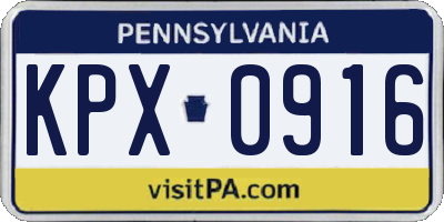 PA license plate KPX0916