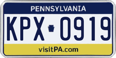 PA license plate KPX0919