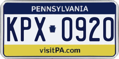 PA license plate KPX0920