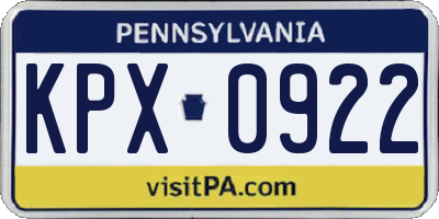 PA license plate KPX0922