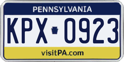 PA license plate KPX0923