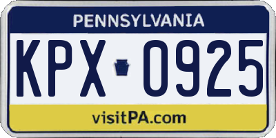 PA license plate KPX0925