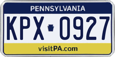 PA license plate KPX0927