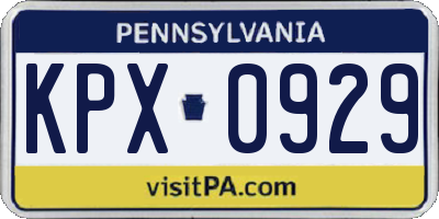 PA license plate KPX0929