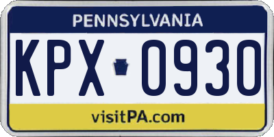 PA license plate KPX0930