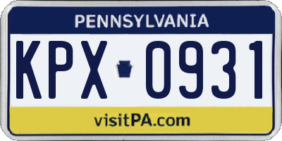 PA license plate KPX0931