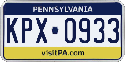 PA license plate KPX0933