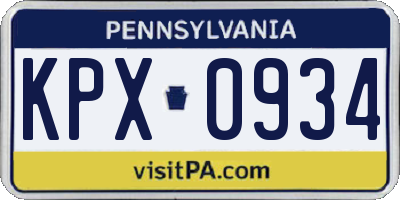 PA license plate KPX0934