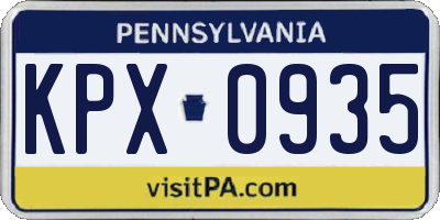 PA license plate KPX0935