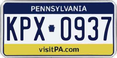PA license plate KPX0937
