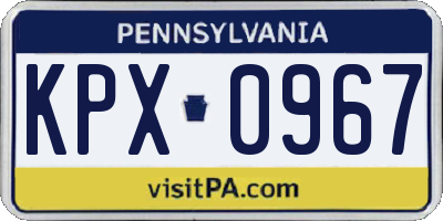 PA license plate KPX0967