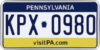 PA license plate KPX0980