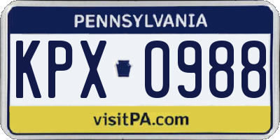 PA license plate KPX0988