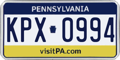 PA license plate KPX0994