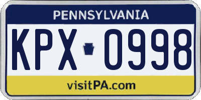 PA license plate KPX0998