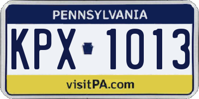 PA license plate KPX1013