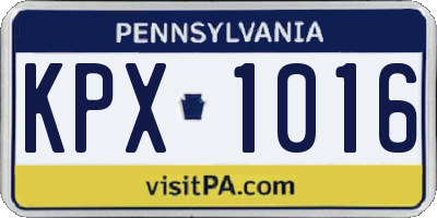 PA license plate KPX1016