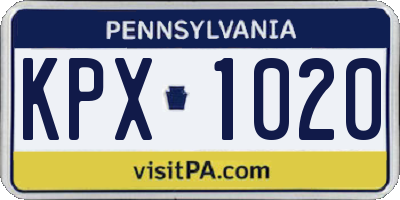 PA license plate KPX1020