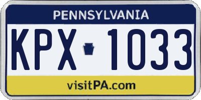 PA license plate KPX1033
