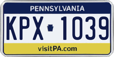 PA license plate KPX1039
