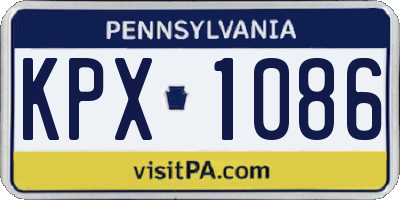 PA license plate KPX1086