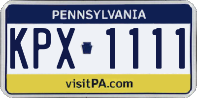PA license plate KPX1111