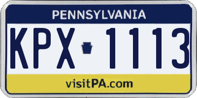 PA license plate KPX1113