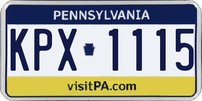 PA license plate KPX1115