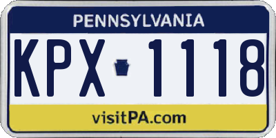 PA license plate KPX1118