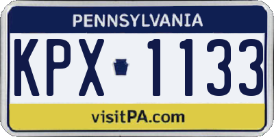 PA license plate KPX1133