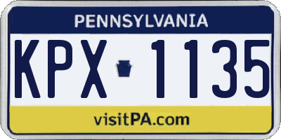PA license plate KPX1135